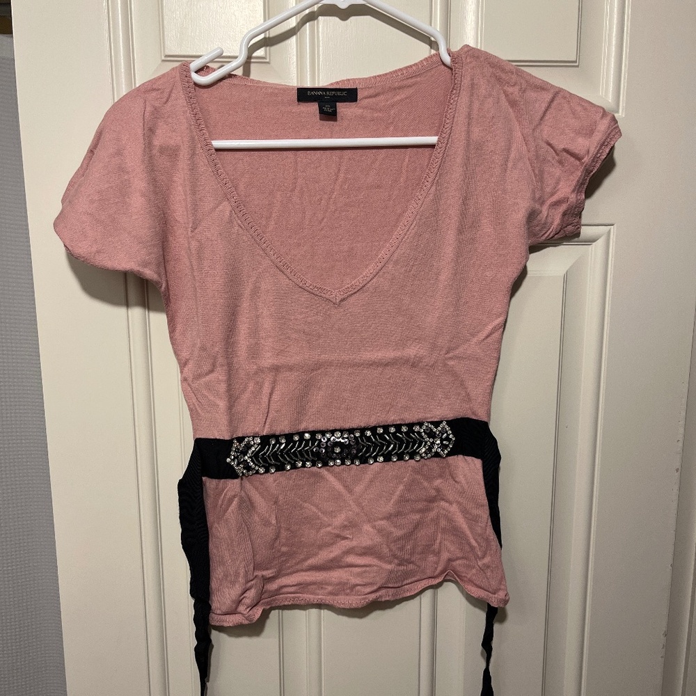 Belted ballet pink sweater